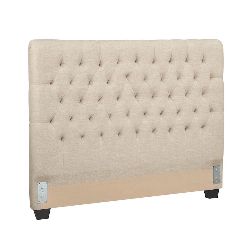 Vandria Button Tufted Upholstered Headboard - Oatmeal - King