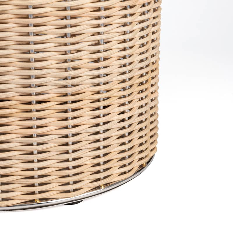 happimess Asher Modern 4.13-Gallon 2-Tone Faux Wicker/Metal Cylinder Waste Basket