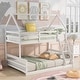 preview thumbnail 9 of 18, Separate Bunk Bed,Two Separate Beds,Twin over Full House Bunk Bed with Built-in Ladder