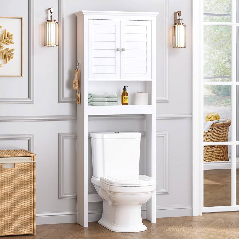 COSTARS Space-Saving Over-the-Toilet Storage Cabinet with Adjustable Shelf, White