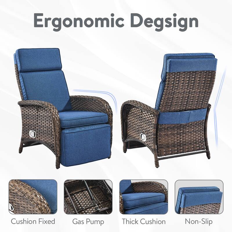 Outdoor Chaise Lounge Patio Adjustable Chaise - Brown