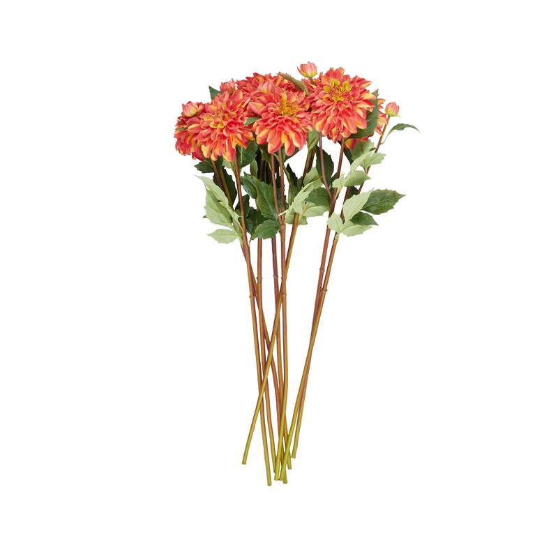 Red Faux Foliage Tall Dahlia Artificial Flower Stem (Set of 8)