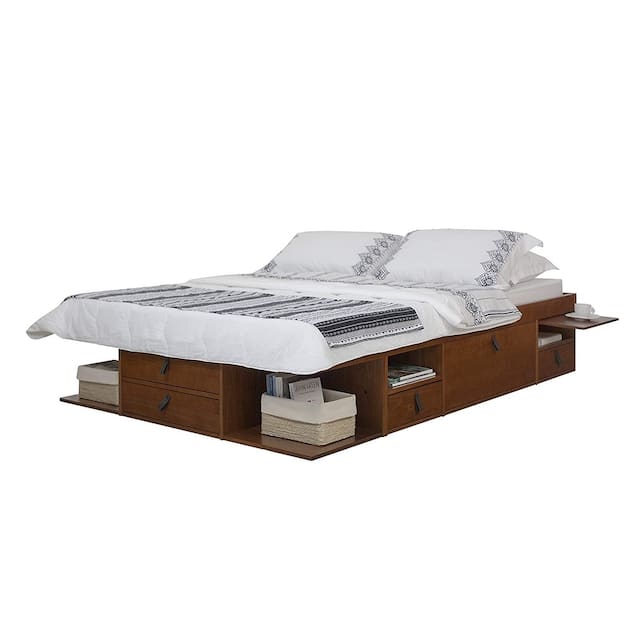 Copper Grove Rivne Storage Platform Bed with Drawers and Shelves - Caramel - Full
