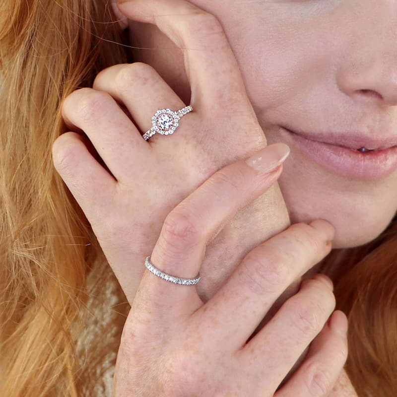Auriya 14k Gold 1 1/4ctw Floral Vintage Halo Diamond Engagement Ring