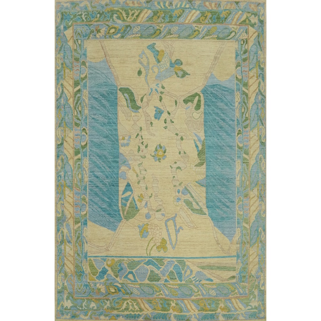 Vegetable Dye Wool Oushak Turkish Area Rug, Geometric Carpet - 11' 9'' X 8' 11''