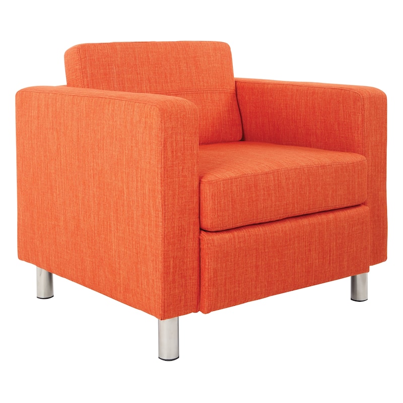 Pacific Arm Accent Chair with Chrome Legs - Tangerine
