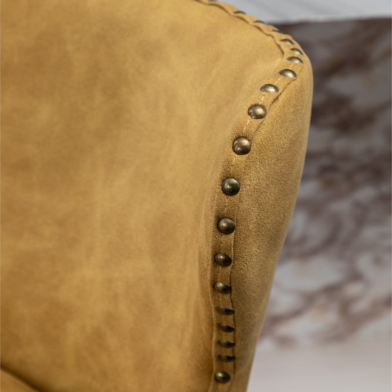 Roundhill Furniture Nevis Mid-century Modern Faux Leather Tufted Nailhead Trim Barstool Set of 2