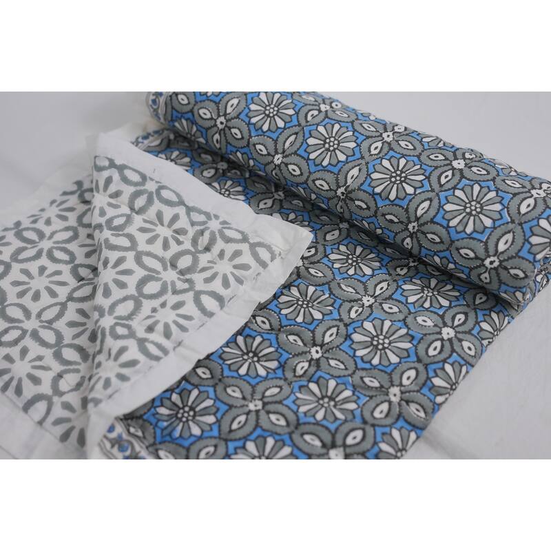 Fabdivine Hand Block Print Artisan Handmade Cotton Quilt Floral
