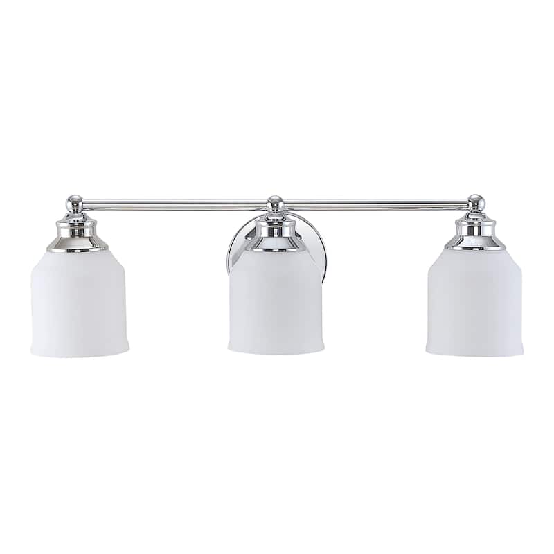 Jayne Iron/Frosted Glass Farmhouse Cottage LED Vanity Light, by JONATHAN Y
