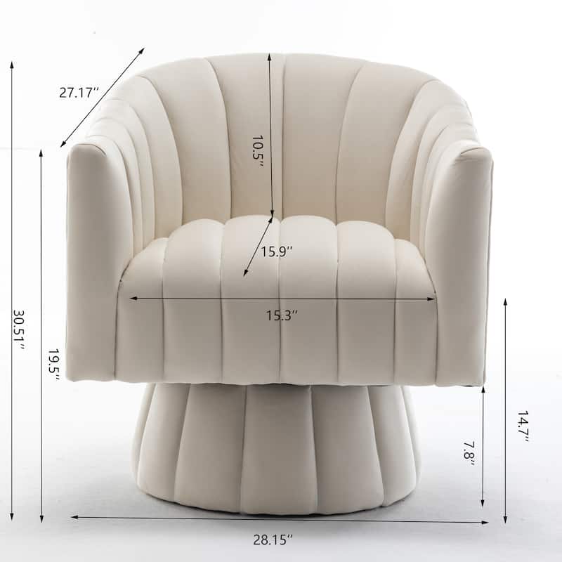 SEYNAR Modern Glam Velvet Upholstered Round Swivel Accent Arm Barrel Chair for Living Room