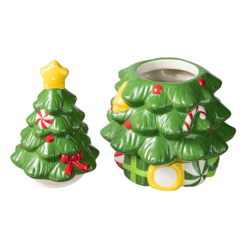 Glitzhome 3 Piece Dolomite Christmas Nutcracker or Tree Cookie Jar Set
