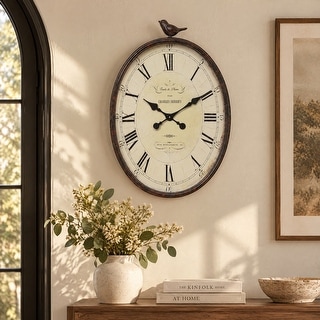 Metal Wall Clock with Bird