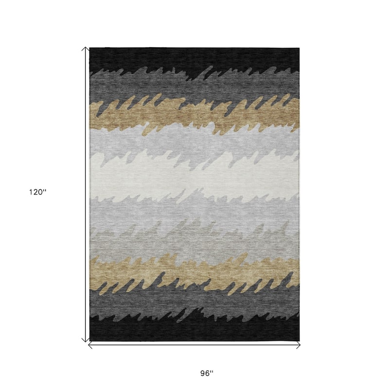 HomeRoots Striped Transitional Rectangle Outdoor Rug