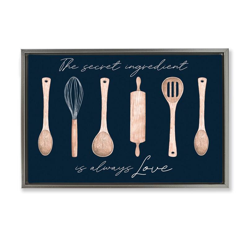 Stupell Secret Ingredient Always Love Framed Floater Canvas Wall Art Design By Lux + Me Designs - 31 x 21 - Grey