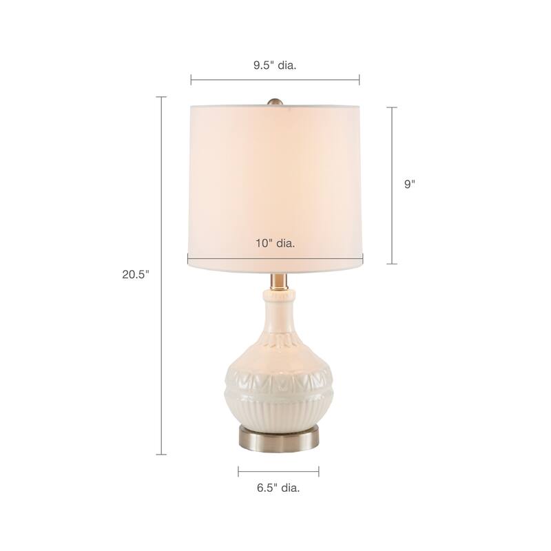 510 Design Gypsy White Embossed Boho Table Lamp