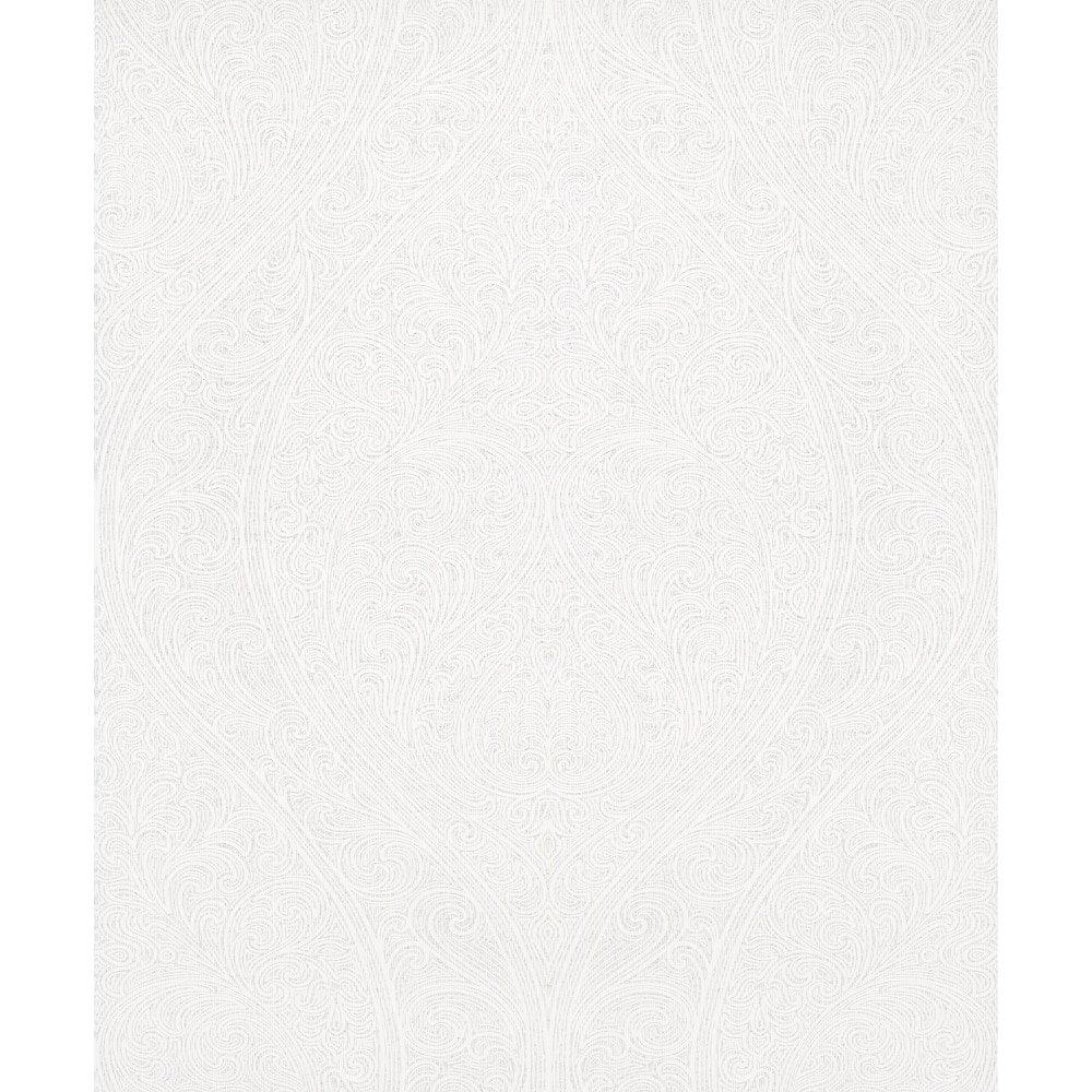 Galerie Wallcoverings Serene Collection Metallic Large Ogee Damask Vinyl on Non-woven Wallpaper Roll