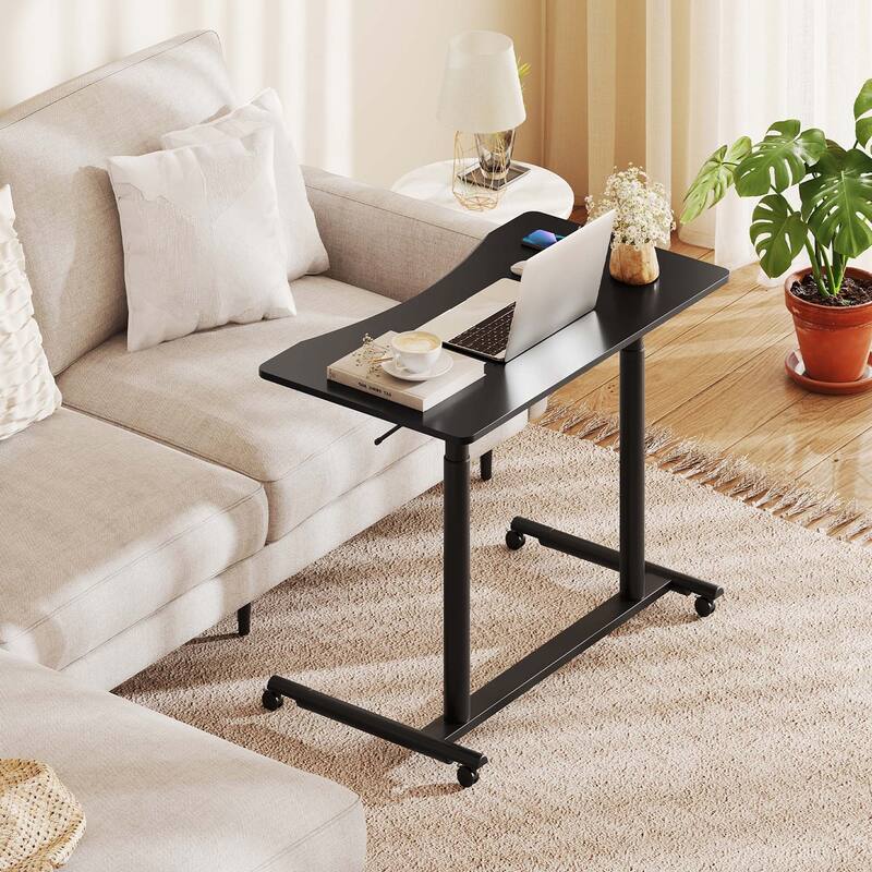 Mobile Standing Desk Height Adjustable Computer Desk w/ Wheels