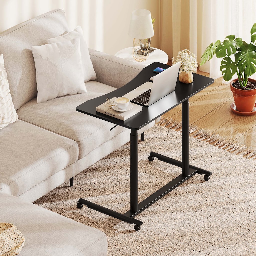 Mobile Standing Desk Height Adjustable Computer Desk w/ Wheels
