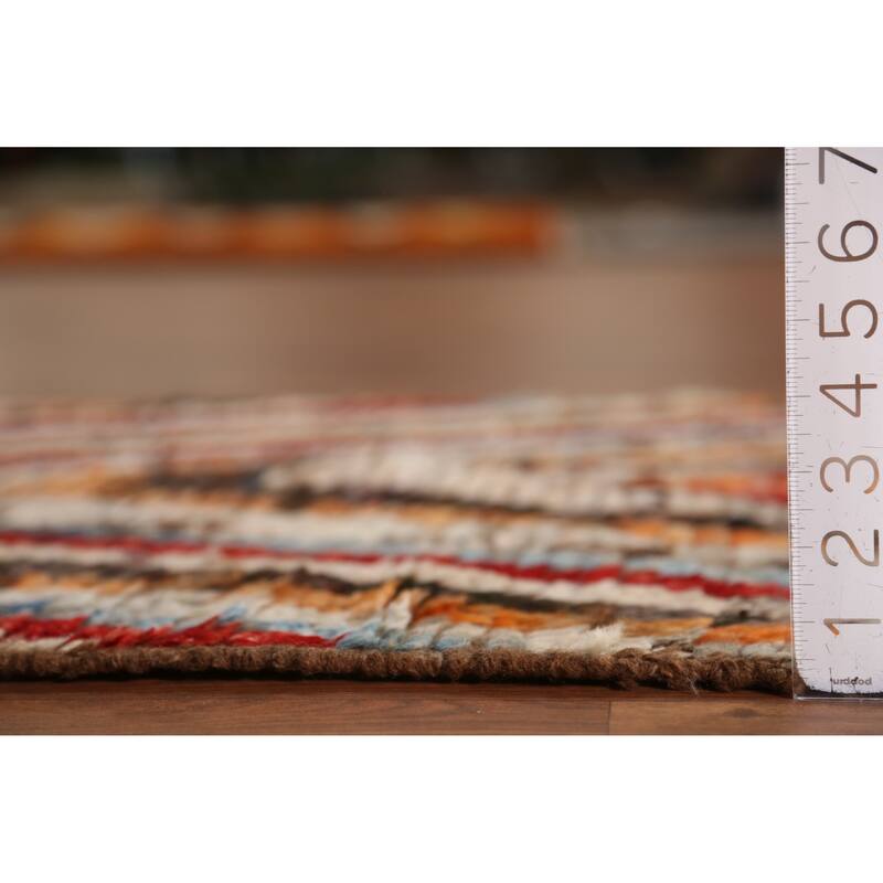 Chevron Style Moroccan Oriental Runner Rug Handmade Wool Carpet - 2'11" x 9'6"