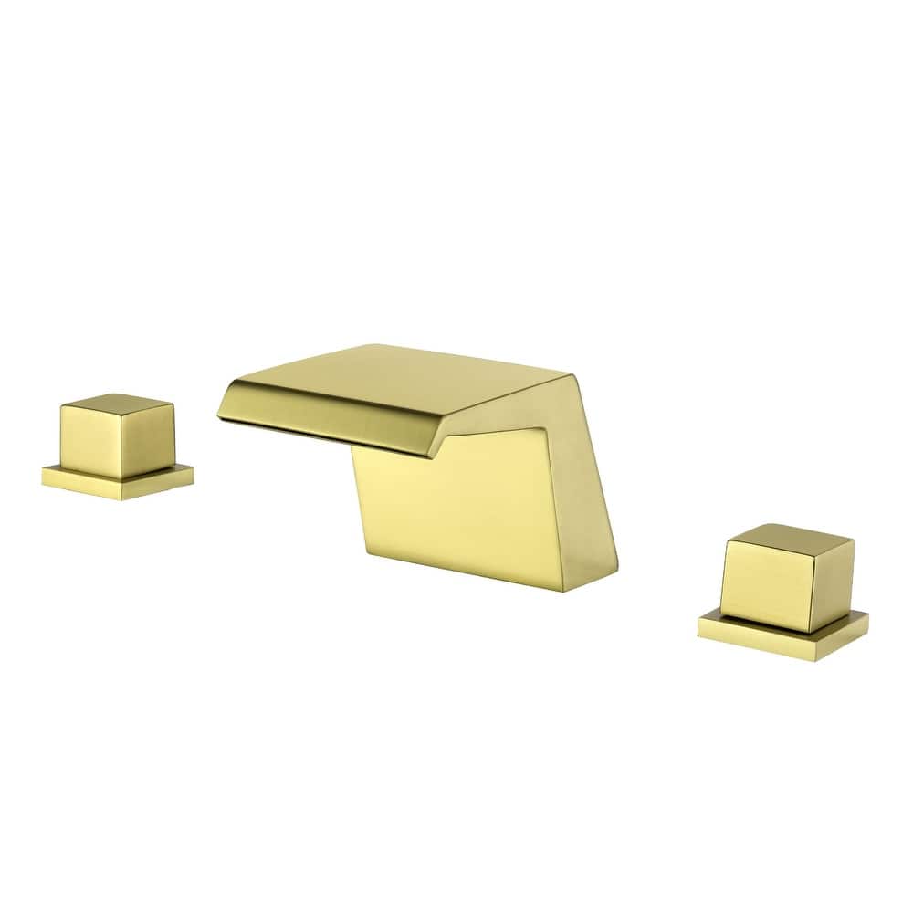 8 Inch Widespread Bathroom Sink Faucet Waterfall Modern Double Handle Bathroom Vanity Faucet Three Hole Mixer Tap With Valve