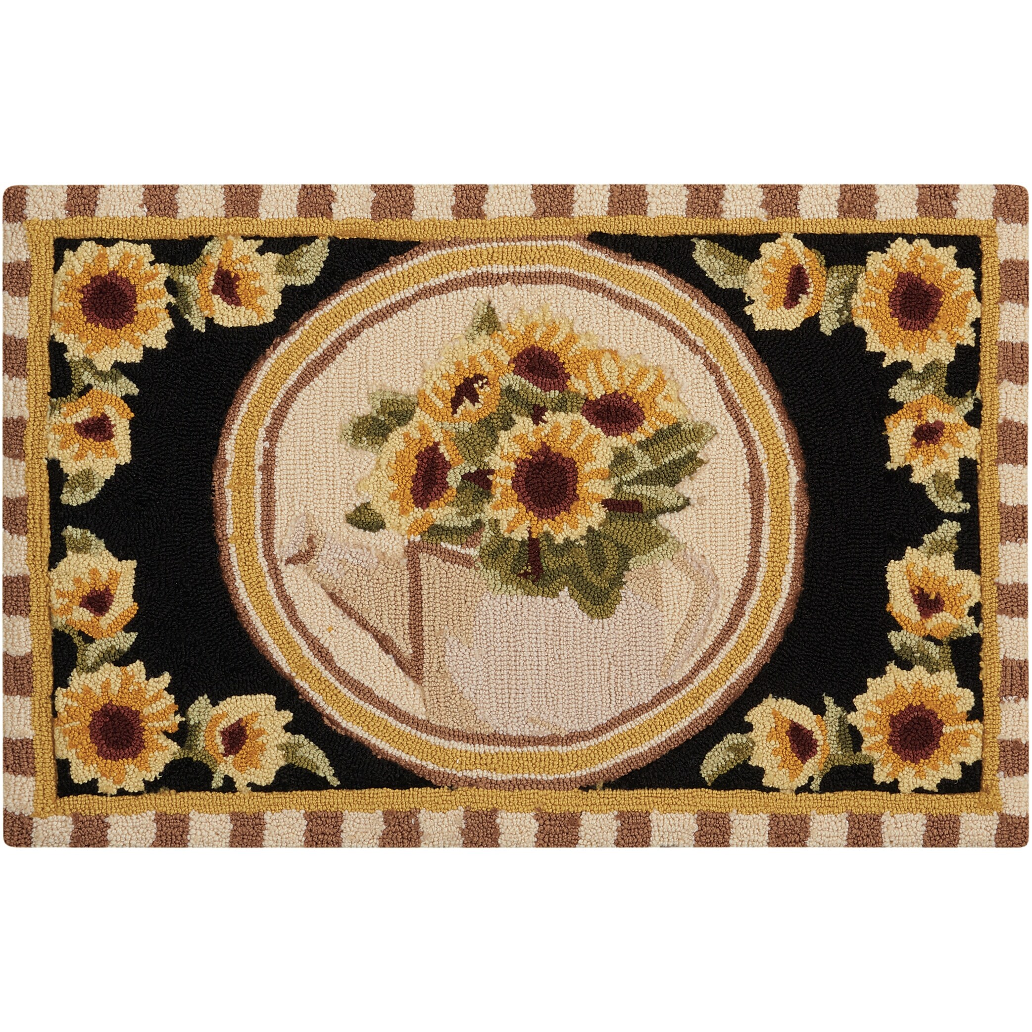 Nourison Everywheres Black Sunflower Can Rug (1'8 x 2'9) - 1'8" x 2'9"