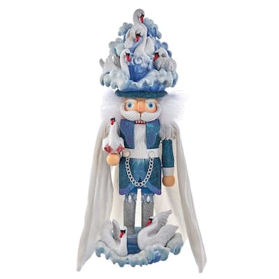 Kurt Adler 18-Inch Hollywood 7 Swans Swimming Nutcracker - Blue