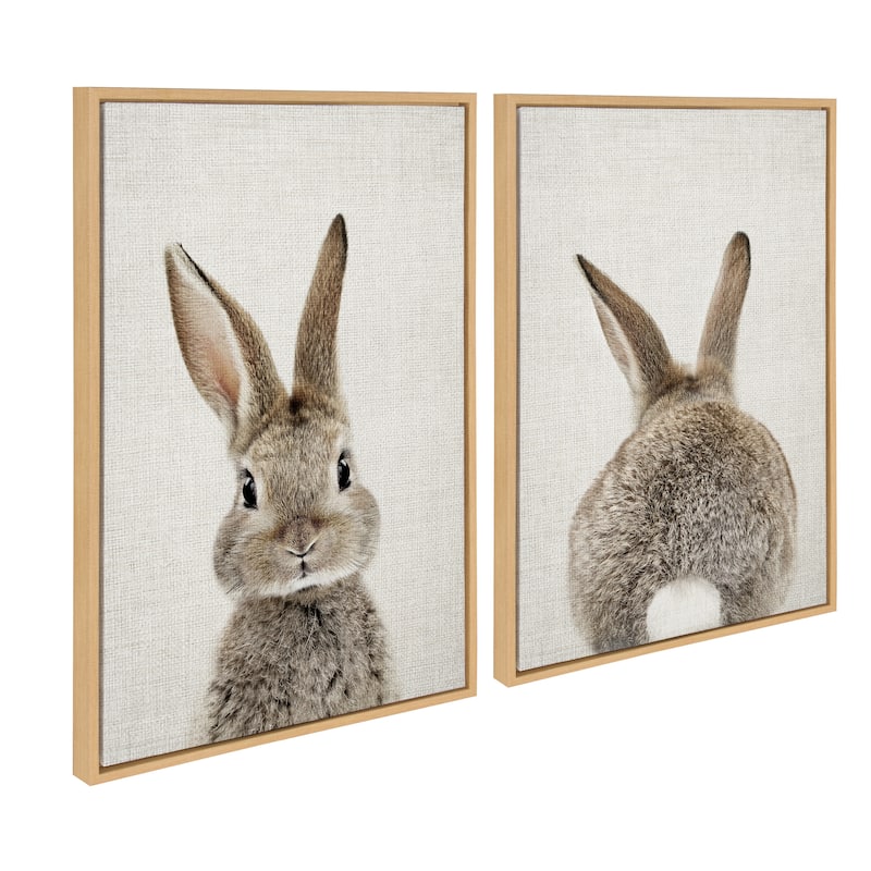 Kate and Laurel Sylvie Bunny Portrait Canvas Art Set by Amy Peterson