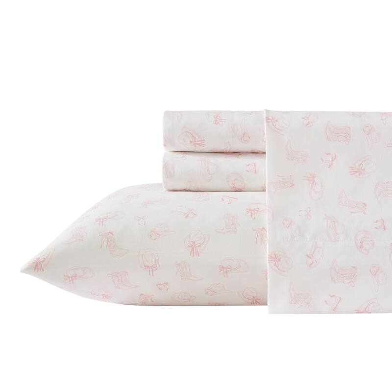 Wrangler Printed Novelty Sheet Sets - Cowboy Like Me Pink - Twin