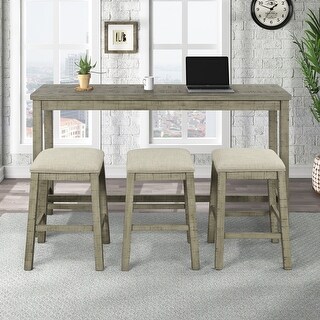 4-Piece Counter Height Dining Table Set Compact Bar Set with 3 Padded ...