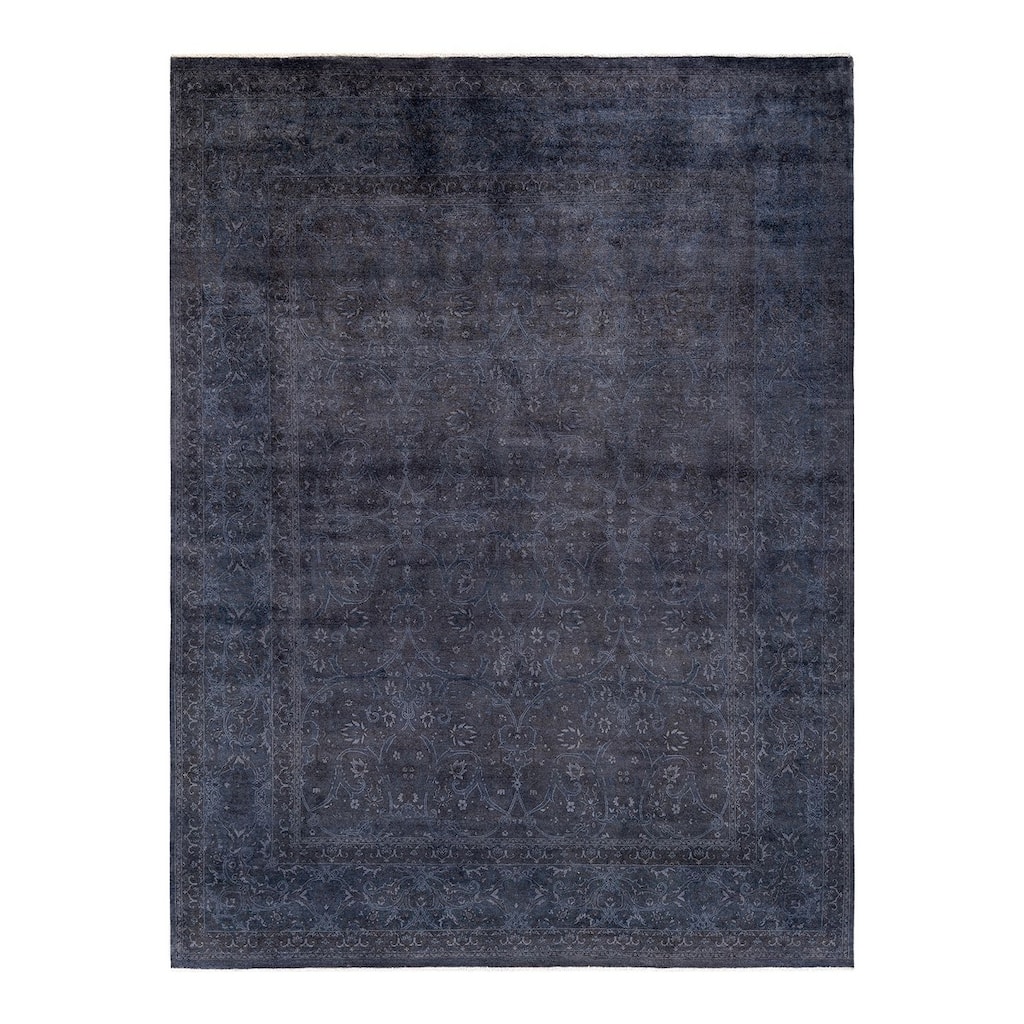 Overton Hand Knotted Wool Vintage Inspired Modern Contemporary Overdyed Gray Area Rug - 8' 0" x 10' 8"