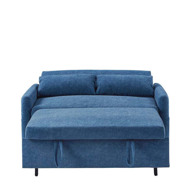 Loveseat Convertible Pull-out Sleeper Sofa Bed Adjustable Backrest Lounge Couch w2 Pillows & Storage Pockets, USB Ports