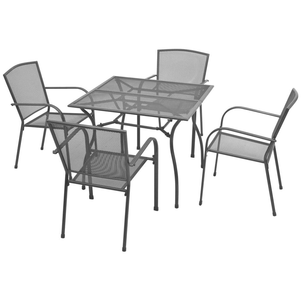 vidaXL 5 Piece Patio Dining Set Steel Anthracite - 35.4" x 35.4" x 28.3"