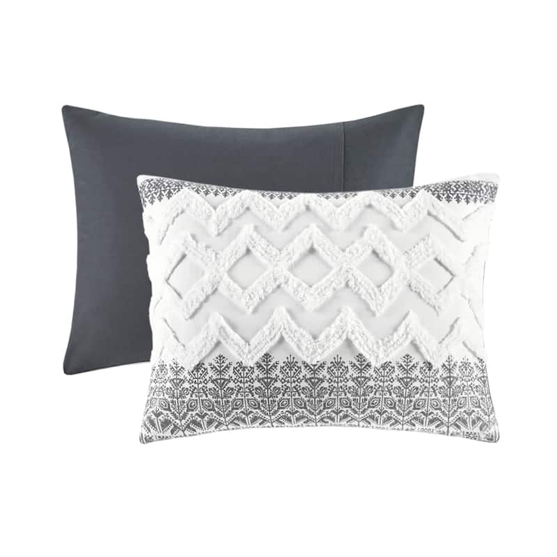 INK+IVY Mila 3 Piece Cotton Duvet Cover Set with Chenille Tufting