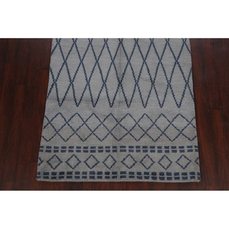 Modern Tribal Abstract Oriental Wool Area Rug Handmade Foyer Carpet - 5'1" x 8'3"