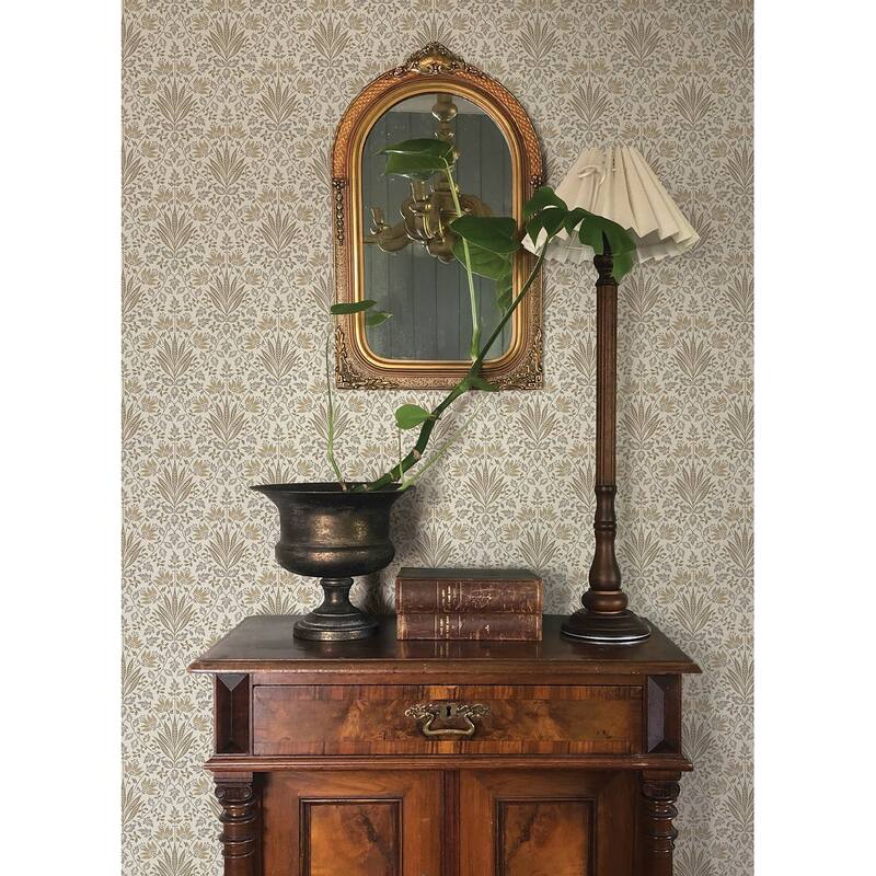 Chris Loves Julia x A-Street Prints Woodbury Brown Floral Damask Wallpaper