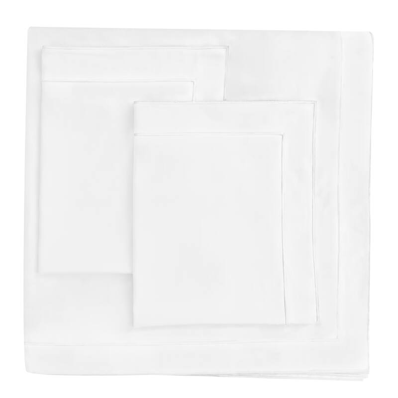 600 Thread Count Cotton Embroidered Edge Duvet Set and Sham - White - 2 Piece - Twin - Twin XL