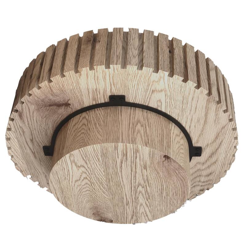 Round Coffee Table Wood, Modern Unique Circle Coffee Table, Contemporary Drum Fluted Accent Side Table Center