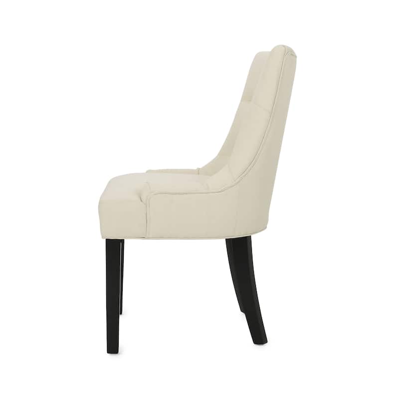 Roomfitters Tufted Upholstered Dining Chairs with Sloped Back and Black Wooden Legs, Set of 2