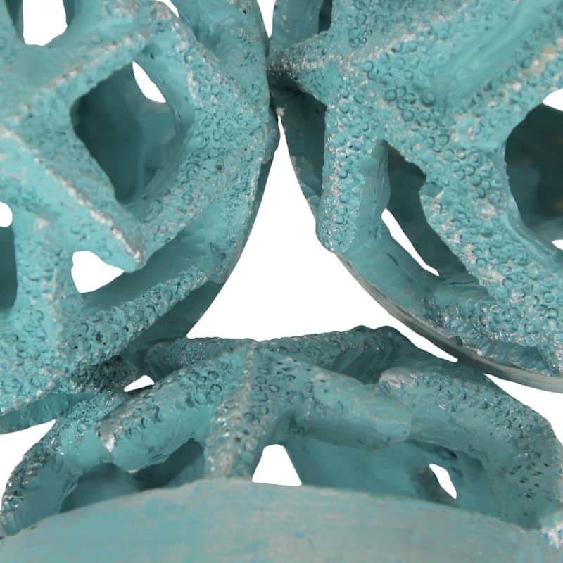 Coastal Starfish Orbs Set Of 3 - Beach-Inspired Home Accent For - 4 X 4.25 X 4 inches
