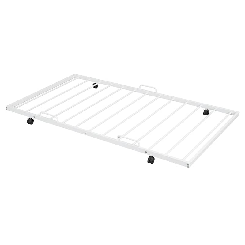 Twin over Full Metal Bunk Bed with Trundle and Storage Ladder