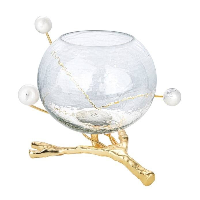 Bowl Branch Centerpiece with Ball Design - Gold/Marble Ball - 1 Bowl