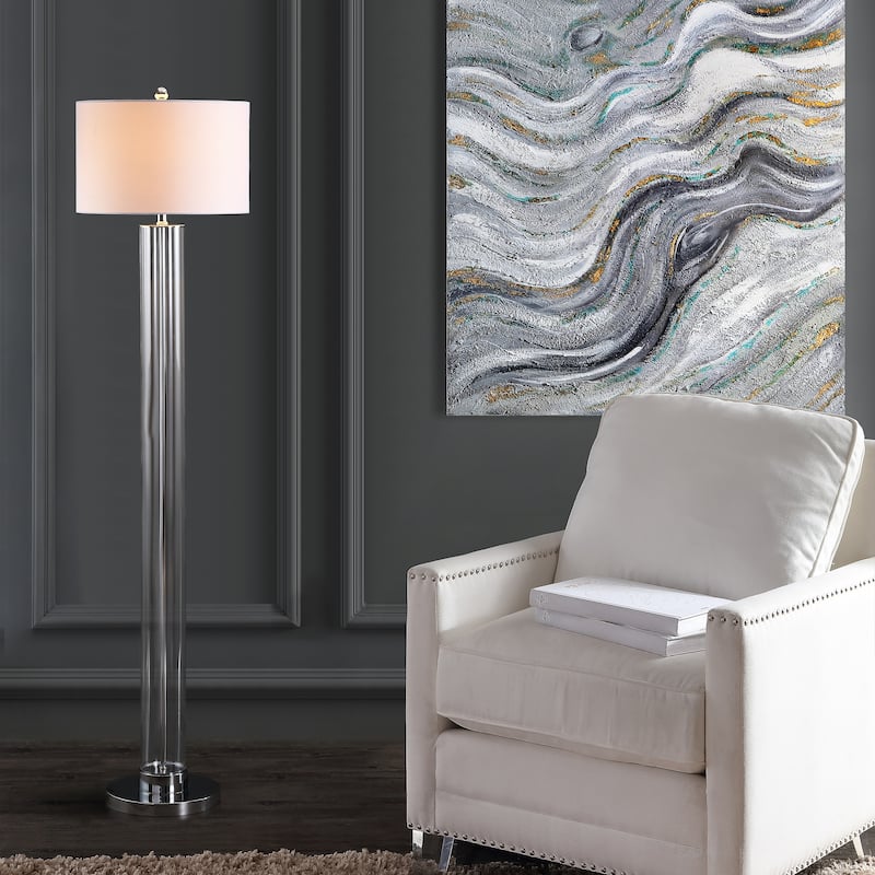 SAFAVIEH Lighting Sveva 64-inch Chrome Led Floor Lamp - 15" x 15" x 64" - Clear - 15Wx15Dx64H