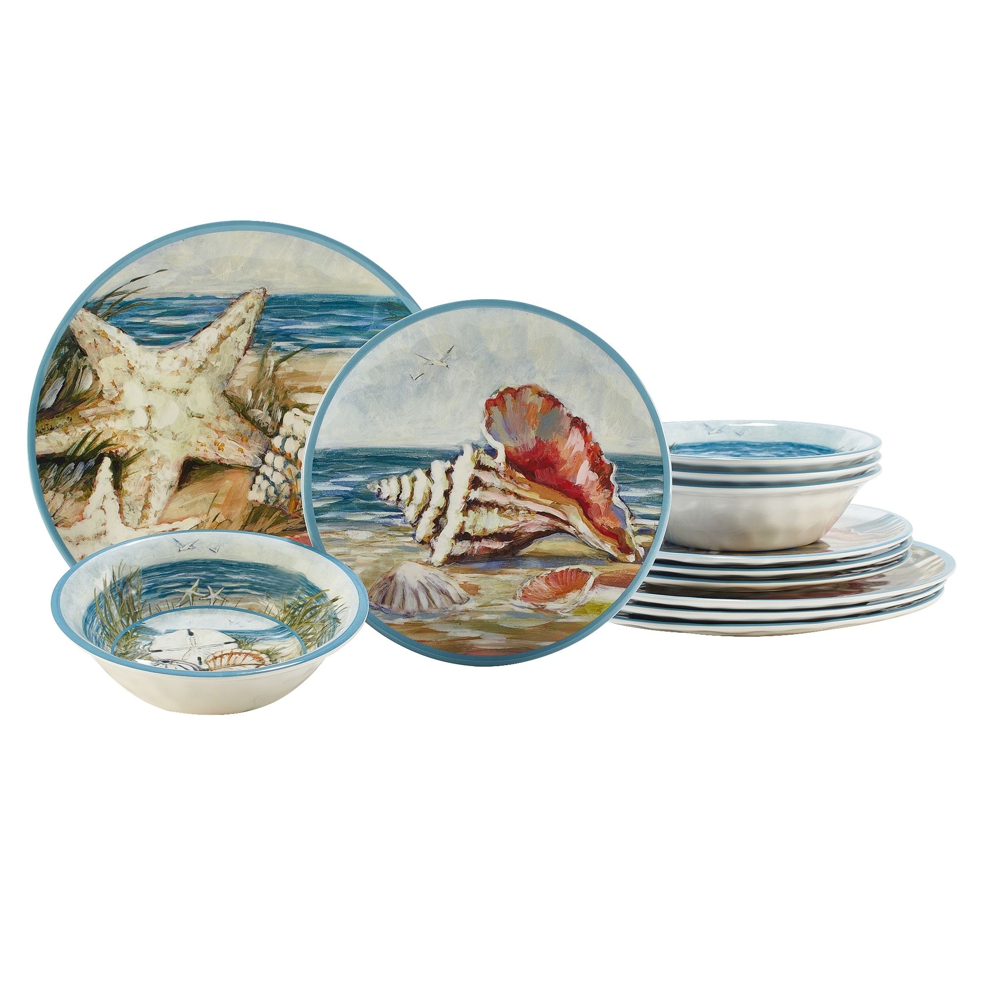 Certified International Seacoast Melamine 12-piece Dinnerware Set, Service for 4