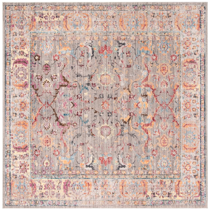 SAFAVIEH Bristol Yseult Vintage Boho Oriental Polyester Rug - 7' Square - Grey/Light Grey