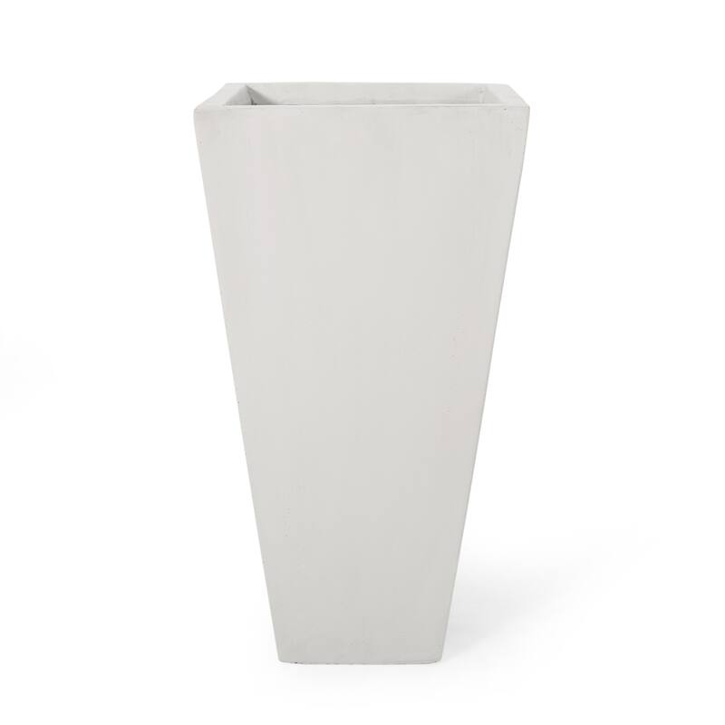 13" Outdoor Modern Mgo Small Cast Stone Planter, White
