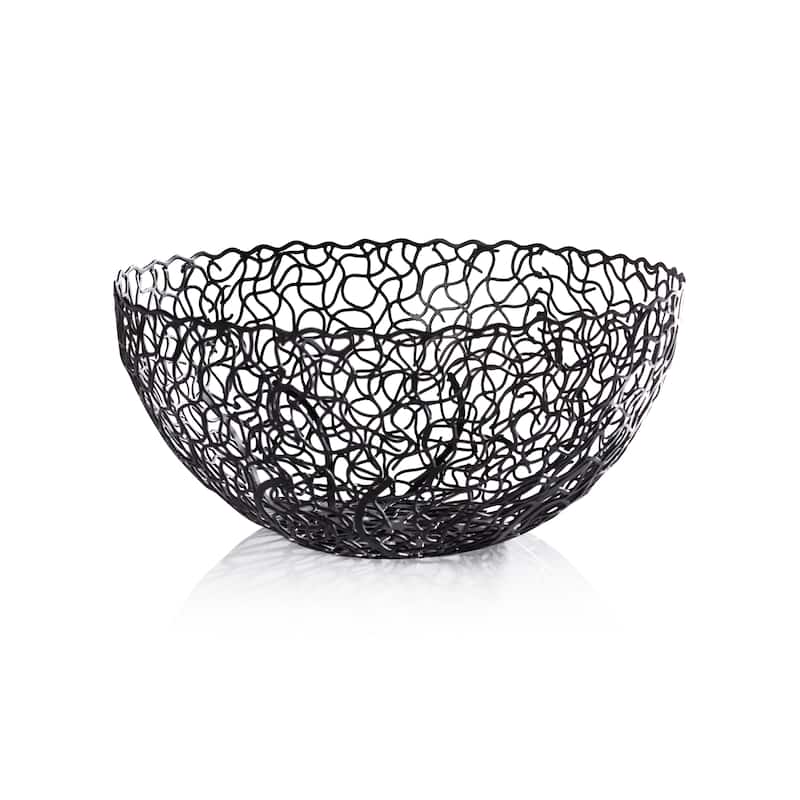 Seaflower Design Decorative Wrought Iron Bowl - 14" x 6"