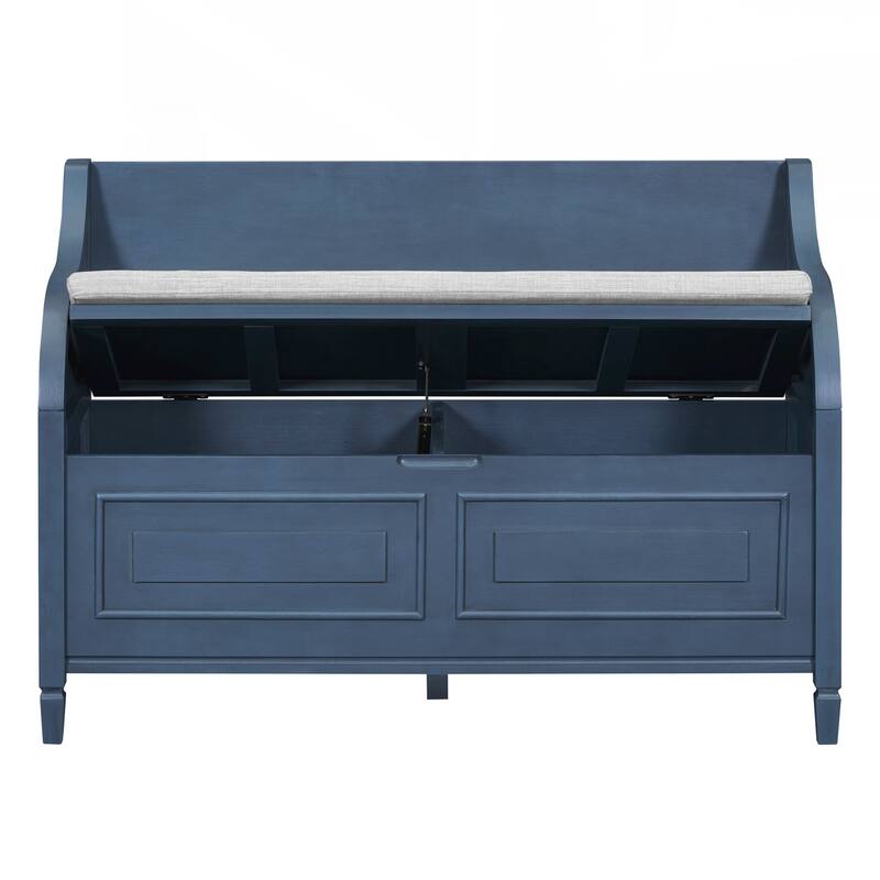 Rustic Style Solid wood Entryway Multifunctional Storage Bench with Safety Hinge
