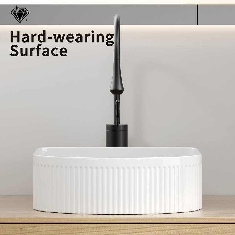 GDFStudio - Adrian Porcelain Vessel Sink with Modern Countertop Bathroom Basin Design