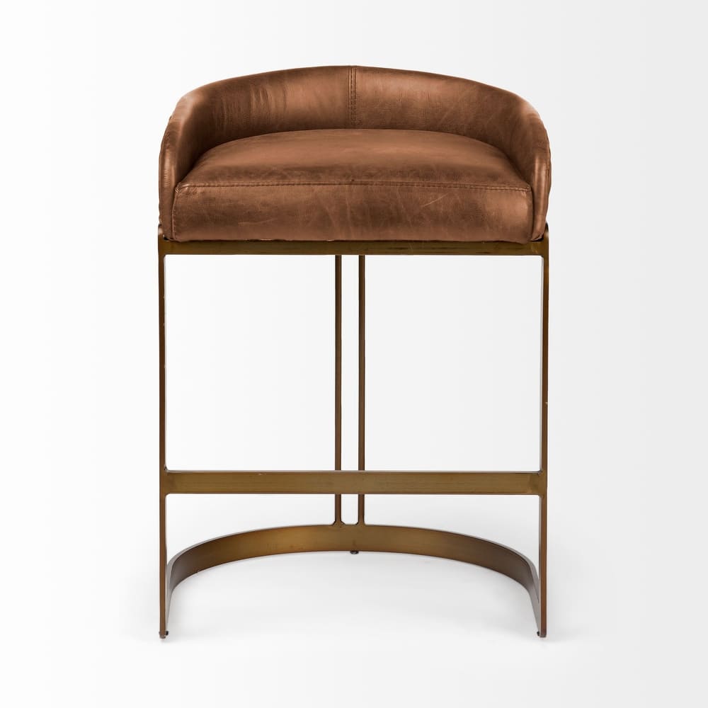 Hollyfield Genuine Leather Black/Brown Bar and Counter Stool