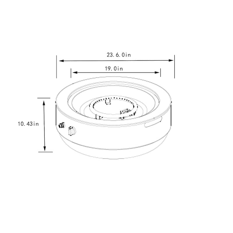 24" Propane Gas Round Steel Fire Pit Bowl with 50000 BTU